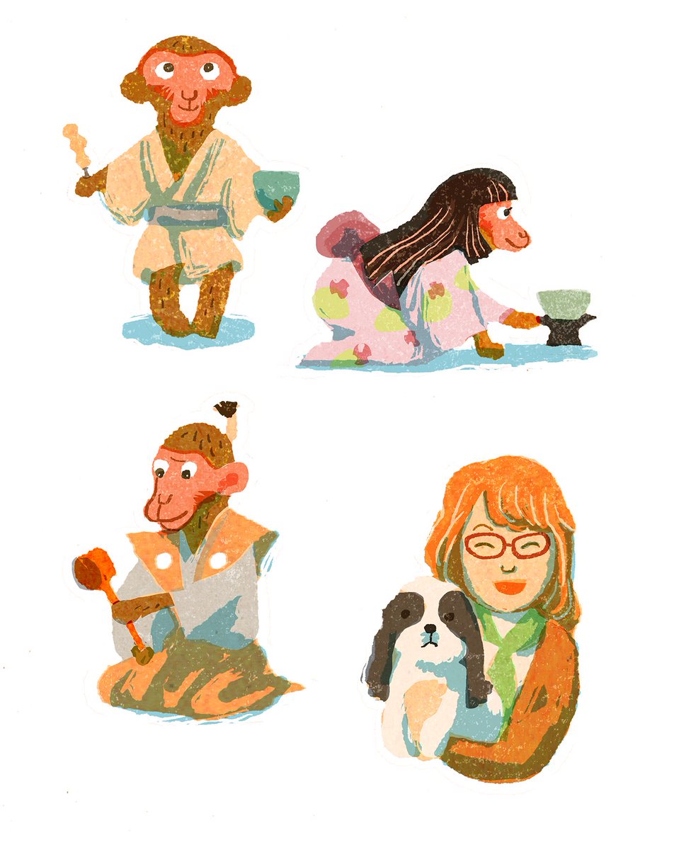 お茶は世につれ、世はお茶につれ。
「なごみ 」6月号の表紙の絵を描きました。
特集は「絵でみる喫茶史」。表紙のお猿さんが日本の喫茶の歴史を案内します。 