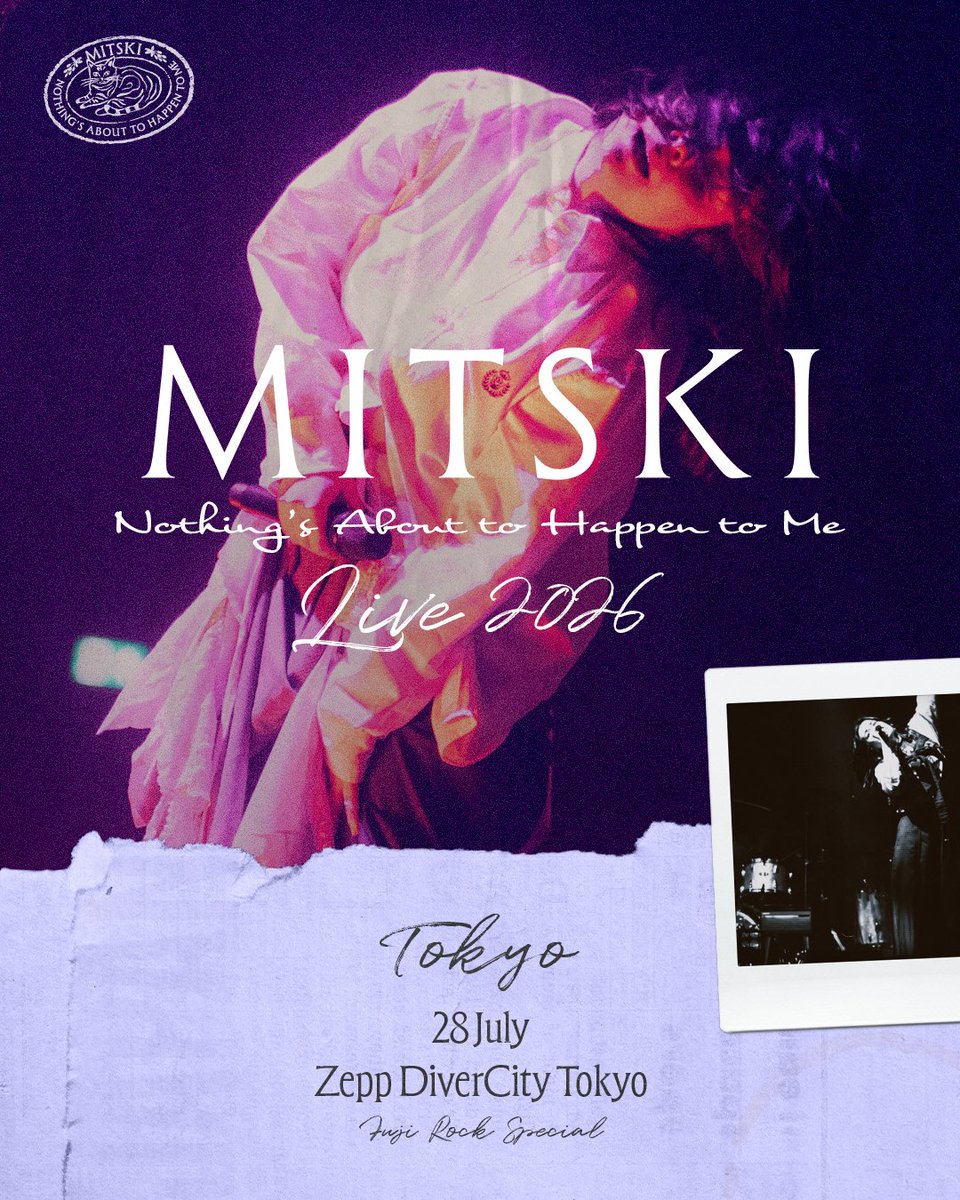 fujirock_jp's tweet photo. ☾˚⊹ ┈┈┈┈┈┈┈┈┈ ⊹˚
　　　　  MITSKI
   一夜限り単独公演決定！
⊹˚ ┈┈┈┈┈┈┈┈┈ ˚⊹☾

最新アルバム『 Nothing's About to Happen to Me』を引っ提げたワールド・ツアー日本公演として単独公演が決定！

_________

FUJI ROCK SPECIAL 
- Nothing's About to Happen to Me Live 2026

🗓️7/28(火) 
⏰OPEN 18:00 / START 19:00
📍Zepp DiverCity(TOKYO)
_________

本日より先行予約(抽選制)受付開始！🎫
詳細はこちら>>https://t.co/7KwirfwORn

＠mitskileaks 
#MITSKI #フジロック