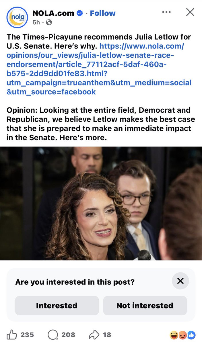 MitchGoat70's tweet photo. @fleming4senate @RealBookerScott @Legacy411 @PatriotHQ @Milajoy @TexasRepublic71 @MichelleMaxwell @Higgy_59 @patriot_hammer @lsferguson @DLindsey2 Liberal Times Picayune is endorsing DEI Letlow.  Very fitting.  Lol

#Fleming4Senate
#LaLege https://t.co/Z3uQoeozH9