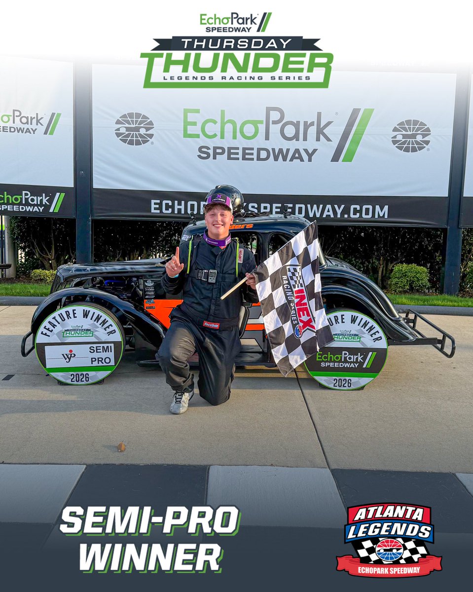 USLegendCars's tweet photo. Domination. That was Bryce Sanders in the Round 1 Semi-Pro Feature at @EchoParkSpdwy for a great start to #ThursdayThunder!🏁 

#INEX | @legendsofga https://t.co/Bf2W4tE7EP