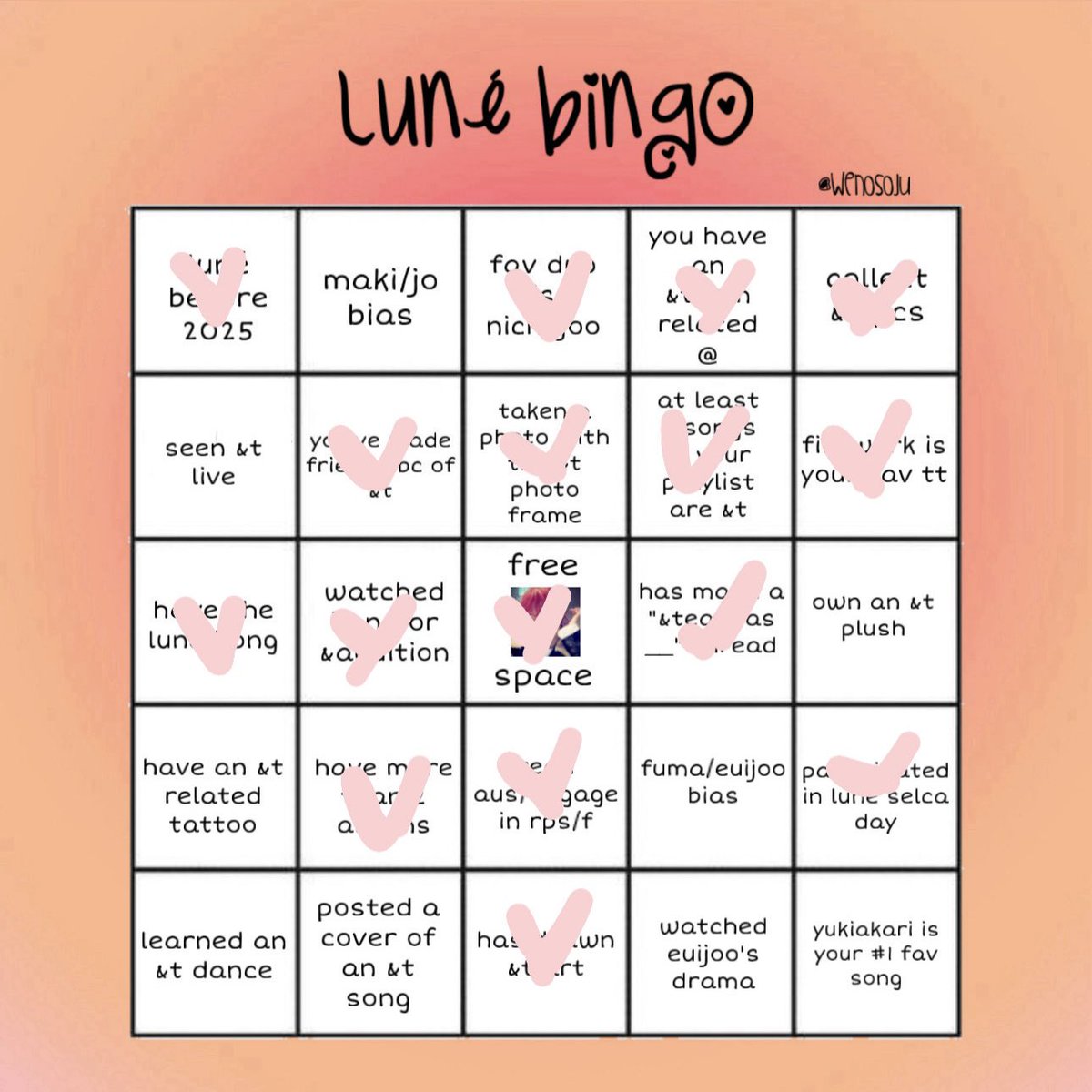 wenosoju's tweet photo. made a luné bingo if anyone wants to do it :3 https://t.co/yXAMvz1y08