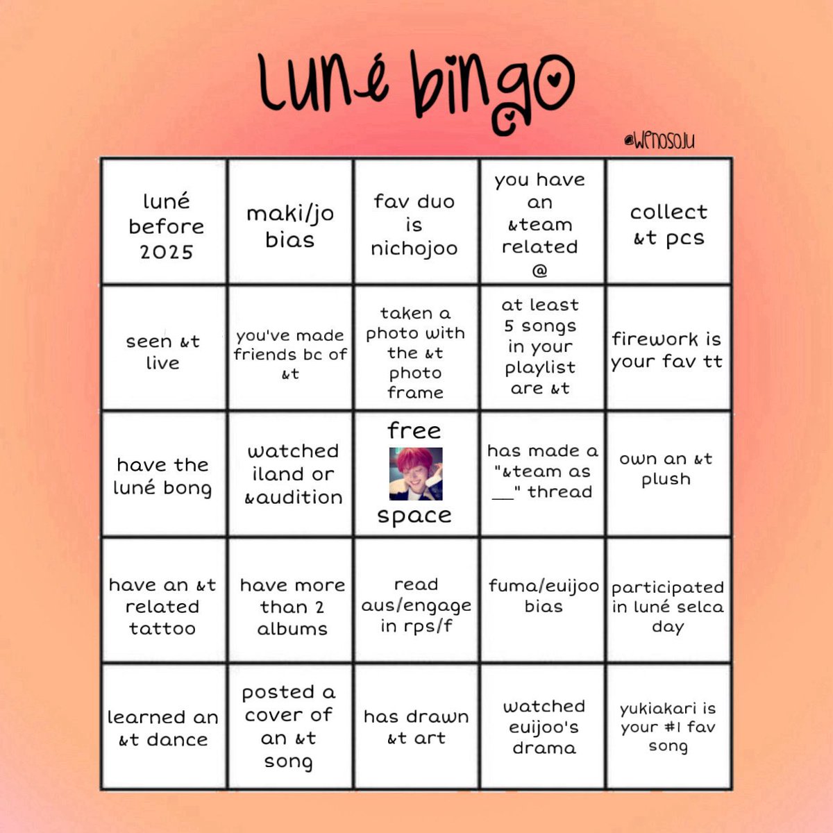 wenosoju's tweet photo. made a luné bingo if anyone wants to do it :3 https://t.co/yXAMvz1y08