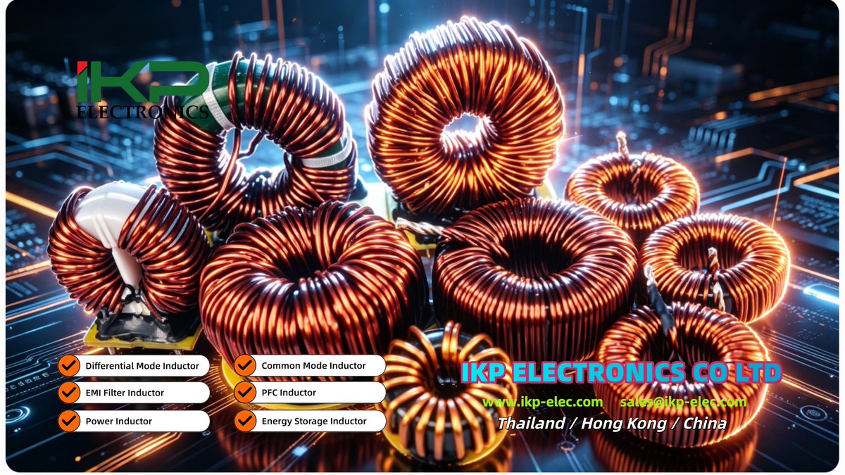 IkpCo's tweet photo. IKP's high-quality inductor series delivers stable power for new energy and industrial equipment. Featuring high-permeability magnetic cores and precision winding technology, these inductors effectively suppress electromagnetic interference (EMI) and are ideal for applications. https://t.co/IWUEcpC7YE