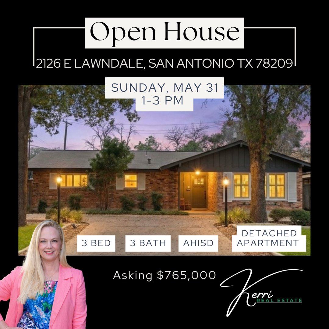 KerriHoermann's tweet photo. Open this Sunday from 1-3 pm, come check out this Alamo Heights ISD home which has a main house and a detached apartment! https://t.co/mLXGbMF89U