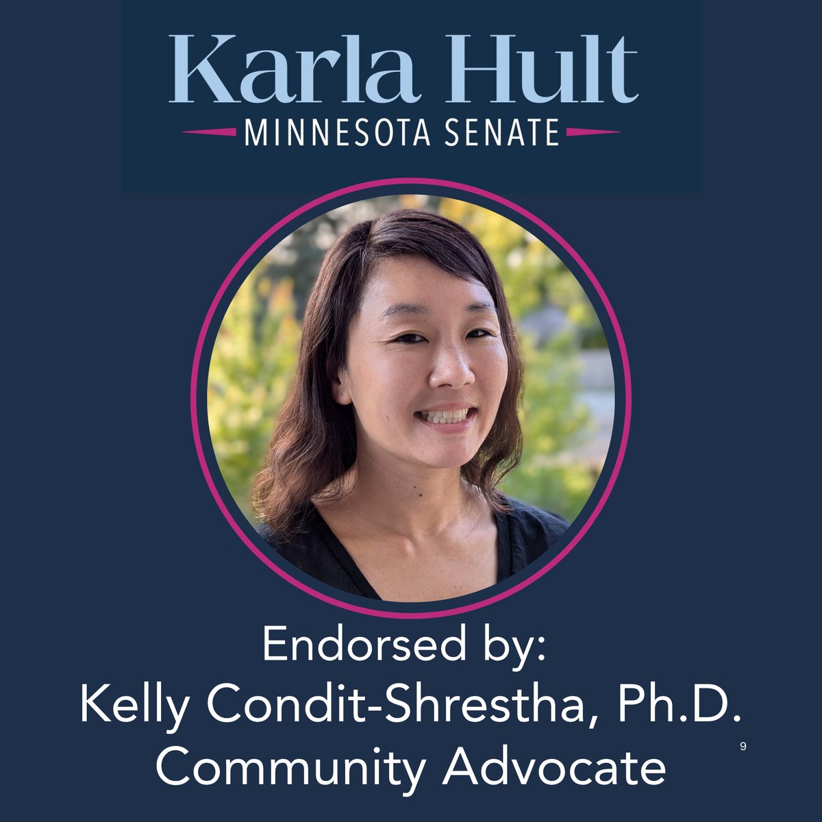 karlahult's tweet photo. I’m deeply honored to share this endorsement from a scholar, a changemaker, a Founding Board Member of the Edina Asian American Alliance (EAAA), and my friend: Kelly Condit-Shrestha, Ph.D.

To learn more about our campaign, please visit: https://t.co/aJ0yw0m93S.

#SD50 #DFL https://t.co/JWal3cbXFQ