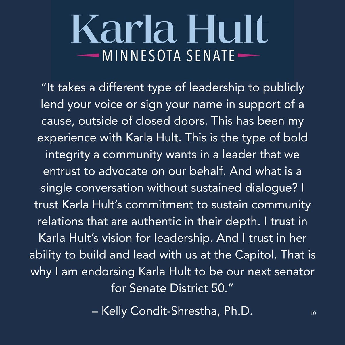 karlahult's tweet photo. I’m deeply honored to share this endorsement from a scholar, a changemaker, a Founding Board Member of the Edina Asian American Alliance (EAAA), and my friend: Kelly Condit-Shrestha, Ph.D.

To learn more about our campaign, please visit: https://t.co/aJ0yw0m93S.

#SD50 #DFL https://t.co/JWal3cbXFQ
