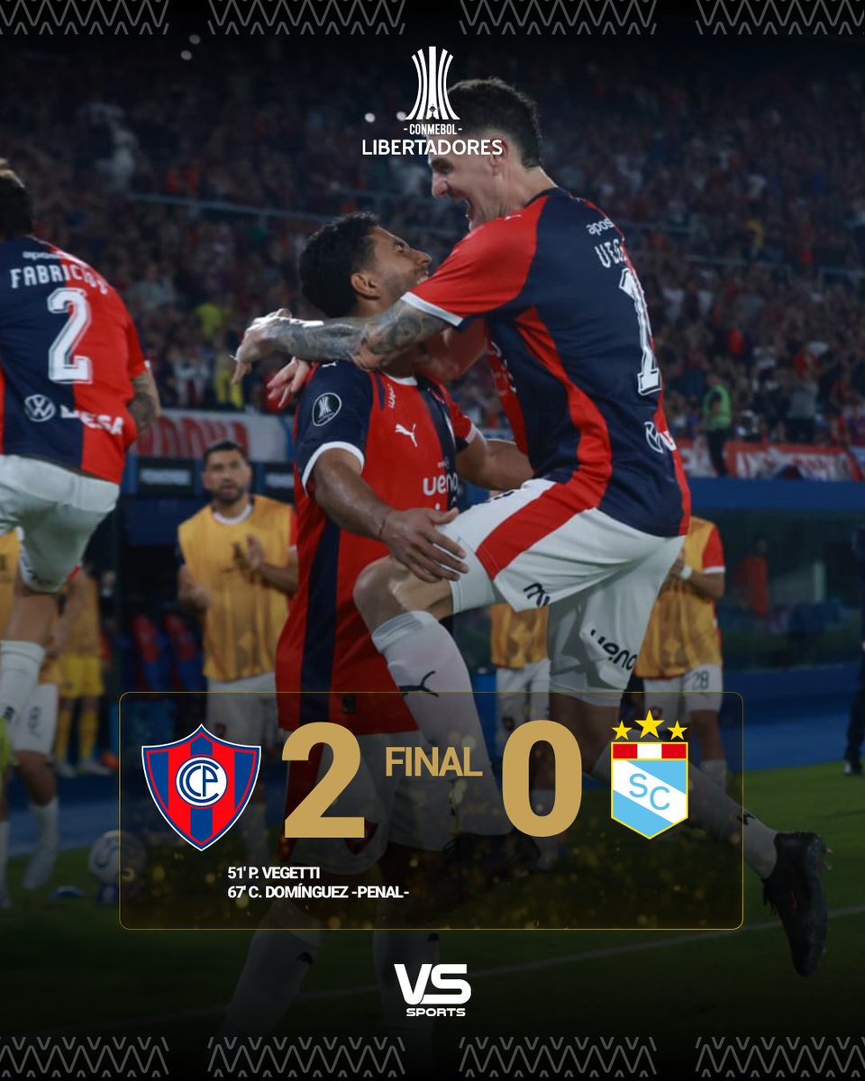SomosVsSports's tweet photo. #Libertadores2026 | ¡PUNTERO SIN DISCUSIÓN! 🌪️

Cerro Porteño sigue dulce en la Copa y ganó su grupo con autoridad luego de vencer sin sobresaltos a Sporting Cristal de Perú. 

El Ciclón terminó por encima de Palmeiras, que goleó a Junior y clasificó. 

#Cerro https://t.co/aNi0Y1zqJ1