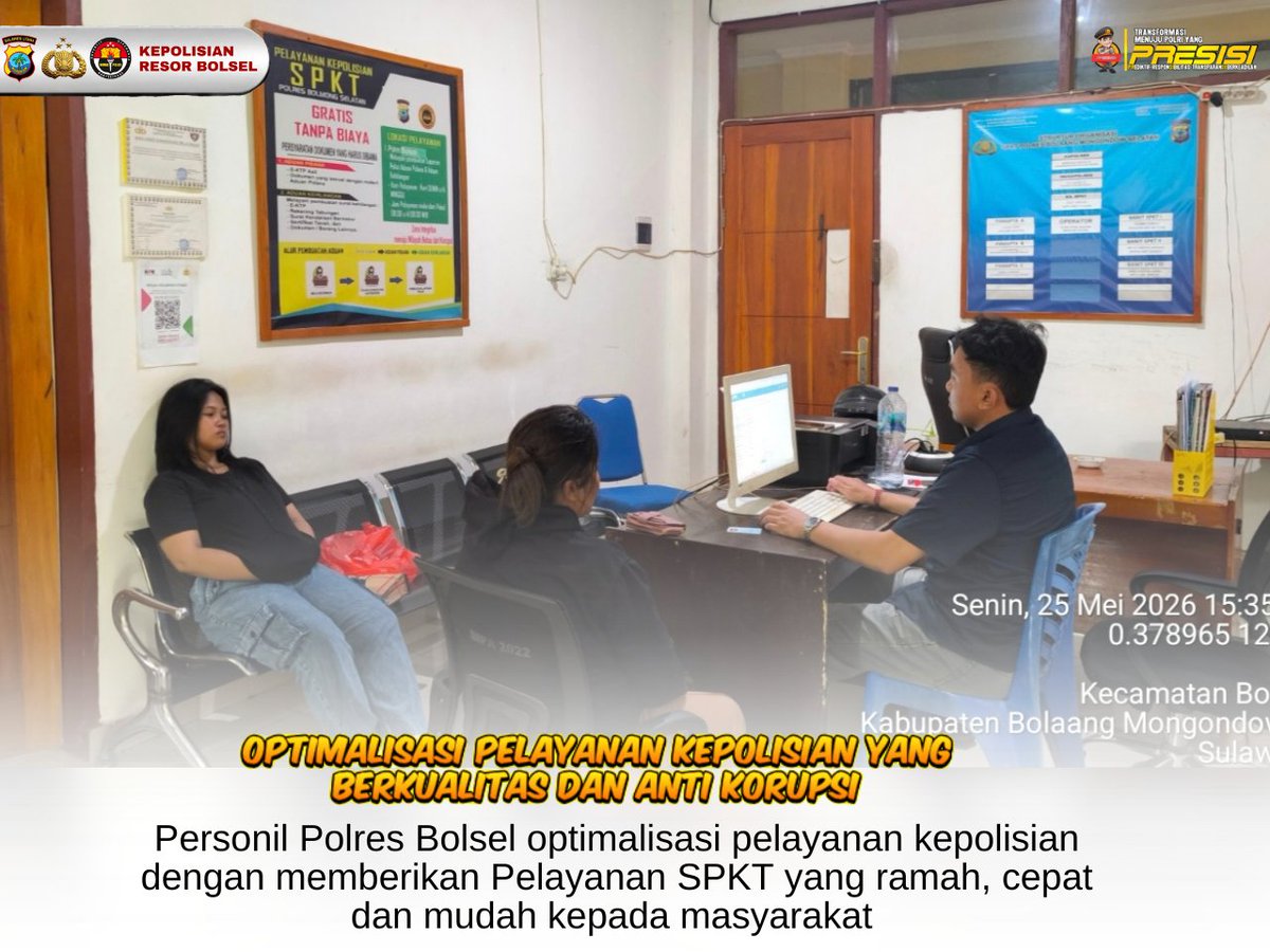 HBolsel's tweet photo. Personil Polres Bolsel optimalisasi pelayanan kepolisian dengan memberikan Pelayanan SPKT yang ramah, cepat dan mudah kepada masyarakat https://t.co/jiSD00qqJu