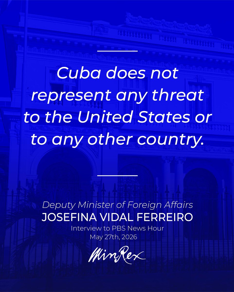 YanetStable's tweet photo. “The United States has never officially presented Cuba with any evidence demonstrating or showing that Cuba could be a threat to the United States. This is a fabrication. It is a pretext being used to justify an escalation that has absolutely no justification.."@JosefinaVidalF https://t.co/LdEPaNYIfB