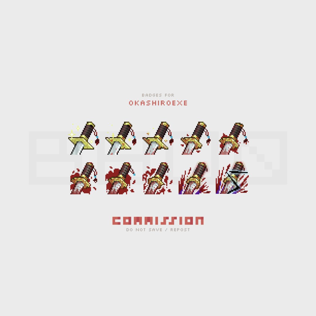 bhon_art's tweet photo. - Commission Art -
Pixel Twitch Badges

Thanks, OKASHIROEXE for the commission!
#pixelart #VGen #CommissionOpen 
#VGenComm #bhonart https://t.co/jBADbSgzhQ