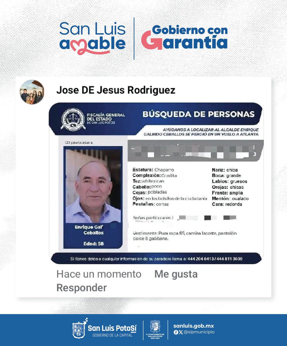 EF_Galindo's tweet photo. Condeno enérgicamente la alteración digital de una ficha de búsqueda como parte de un guerra sucia en mi contra, y lamento que una herramienta tan importante para la localización de personas desaparecidas sea desvirtuada para otros fines. https://t.co/CMnMPHCp1z