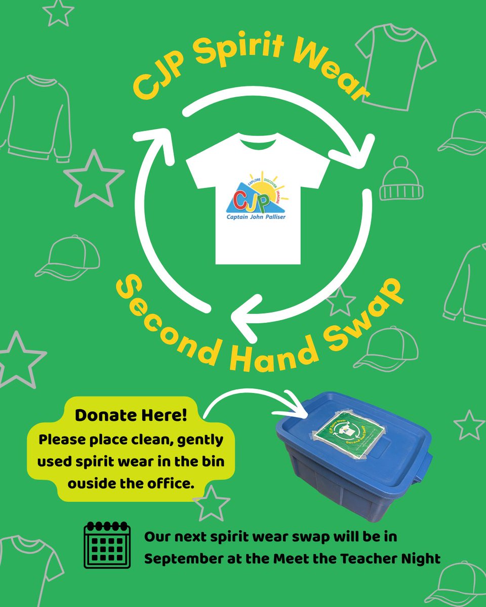 CJPParents's tweet photo. End-of-year closet clean-out time! If your child has outgrown their CJP spirit wear, please consider donating it back to the CJP PA. Drop clean, gently used items in the bin outside the office. https://t.co/aYM3mcDYCc