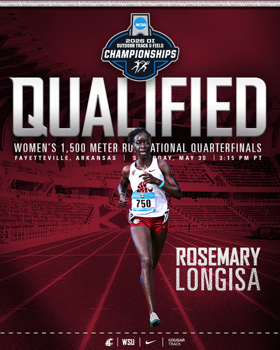 WSUCougarXCTF's tweet photo. ROZZY WINS!

Rosemary Longisa cruises to the top spot in the opening heat of the 1500m and earns her spot in Saturday’s national quarterfinals at 3:15 p.m. PT. 

#GoCougs #NCAATF https://t.co/rfP9B9qsw1