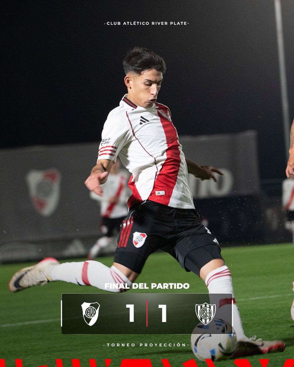RiverPlate's tweet photo. Final del partido: River 1 - San Lorenzo 1

⚽️ Jonathan Spiff

#TorneoProyección | #VamosRiver ⚪️🔴⚪️ https://t.co/bIYNkZ5JUy