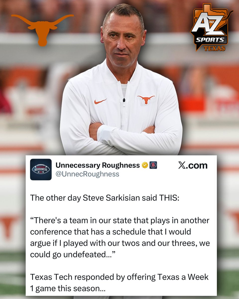AtoZSportsNFL's tweet photo. The Longhorns have been challenged 👀 https://t.co/M64TDRRXpL