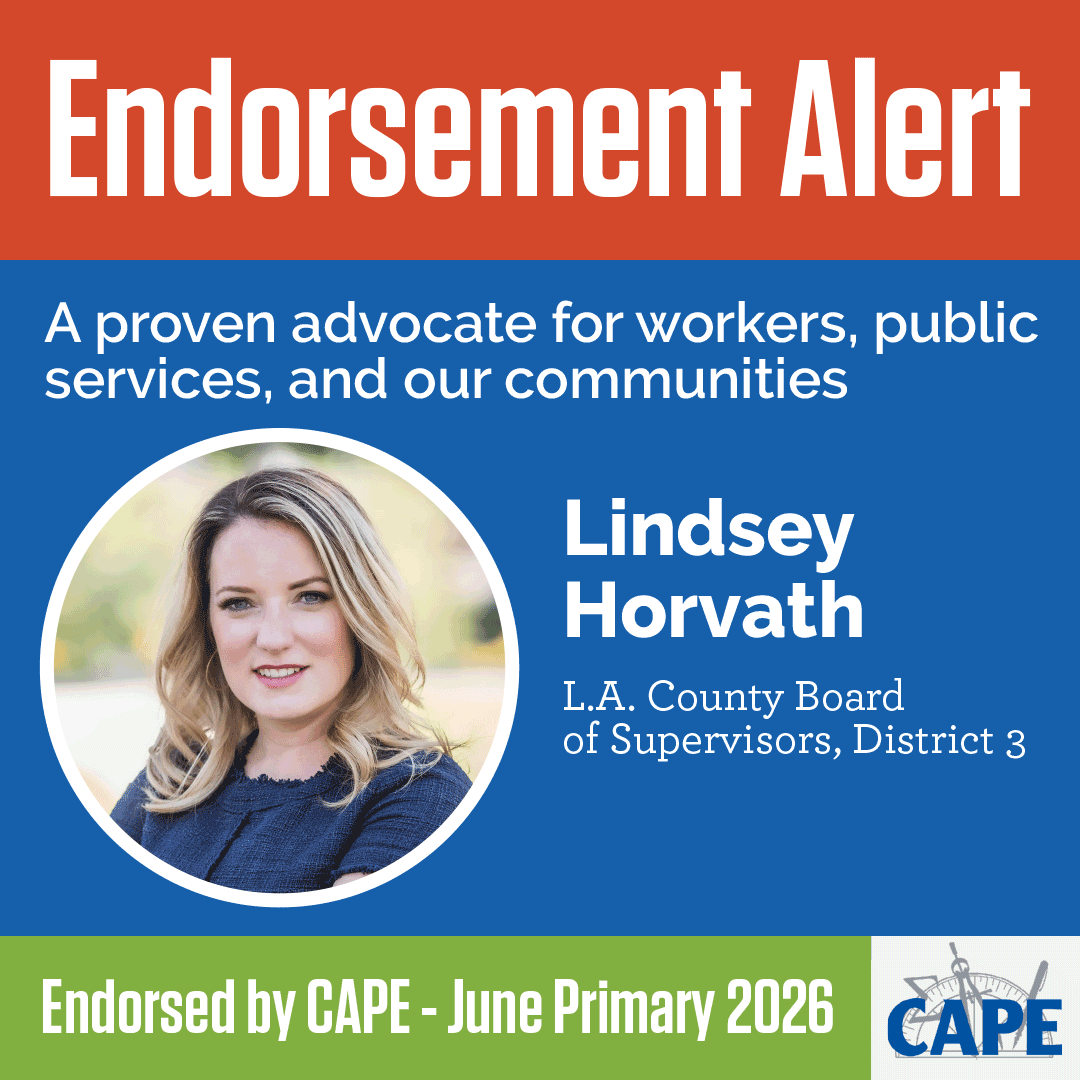 CAPEUnion's tweet photo. CAPE proudly endorses @LindseyForLA for LA County Board of Supervisors! A proven leader who delivers real results for LA County communities and the workers who serve them. Election Day is Tuesday. Find your polling place at https://t.co/8GJ0I5x0uh  #UnionStrong #JunePrimary https://t.co/3UipZGGjN3