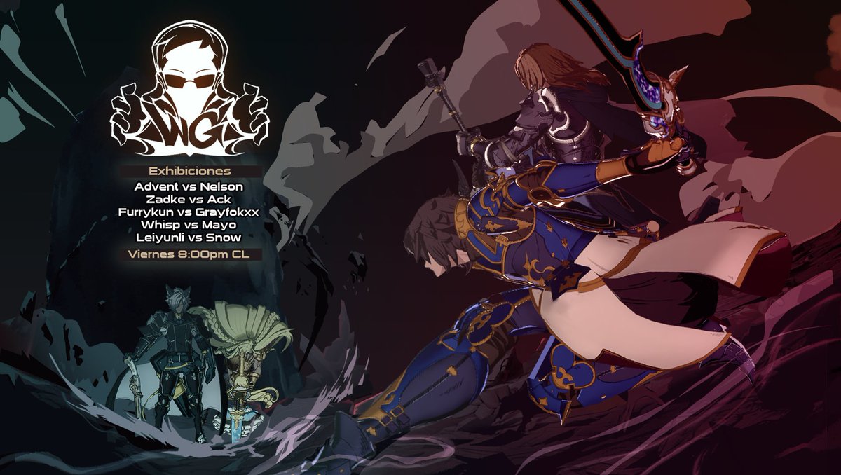 Calstruggle's tweet photo. EXHIBICIONES WG 
Nos surgió la idea de hacer algo como equipo y de esto salieron unas exhibiciones de granblue el dia viernes 29 a las 8pm (hora Chile).
Las exhibiciones serán transmitidas por el mismisimo whisp en sus canales de twitch y youtube. https://t.co/qCmfkkG2ba