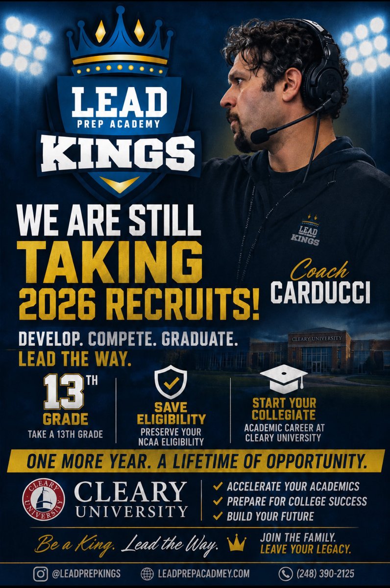 ecard6568's tweet photo. HS and Transfer OL/DL still looking for a home look no further than @LEADPrepAcad 👑
-Competitive Schedule
-First Class Facility
-Nice and clean housing situation 
-Staff with experience that ranges from all levels
-Full strength staff 
#GoKingsGo 👑 https://t.co/wY2fJD0yuP