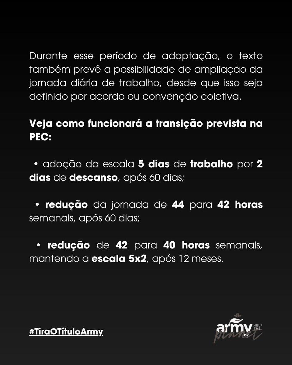 ARMY_HTP's tweet photo. VIDA ALÉM DO TRABALHO JÁ!
CONGRESSO INIMIGO DO TRABALHADOR  
#TiraOTítuloArmy #PolitizArmy #ArmyPeloFimDaEscala6x1 https://t.co/R7e42YYRQP