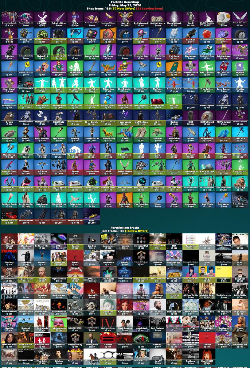 Jinx_News's tweet photo. 29/05/2026 #Fortnite Item Shop: https://t.co/7BdQjgKDbT