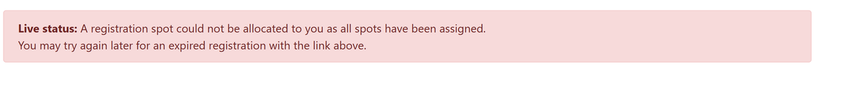 ZipVgc's tweet photo. This is such bullshit, I literally hit the registration link at 7cdt on the dot. https://t.co/c5fa4IYPTl