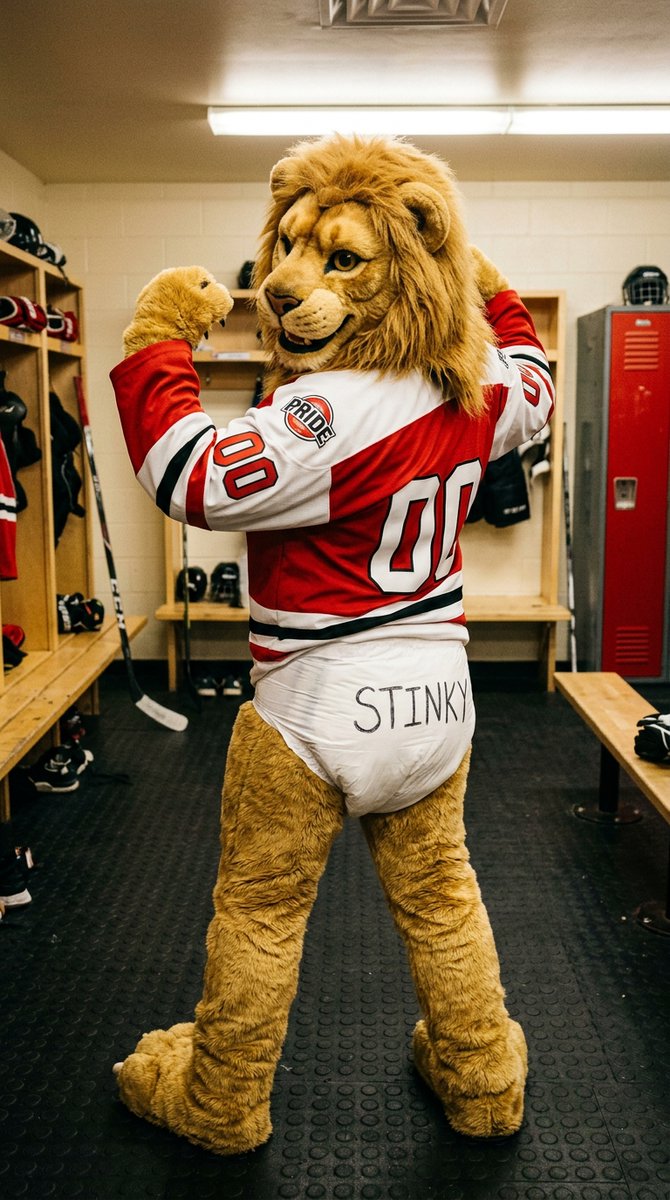 baradiaper's tweet photo. Locker room antics of a diapered lion fursuiter and note that stinky isn't just for show.

Created with Google Flow. https://t.co/AYO66BpX9d