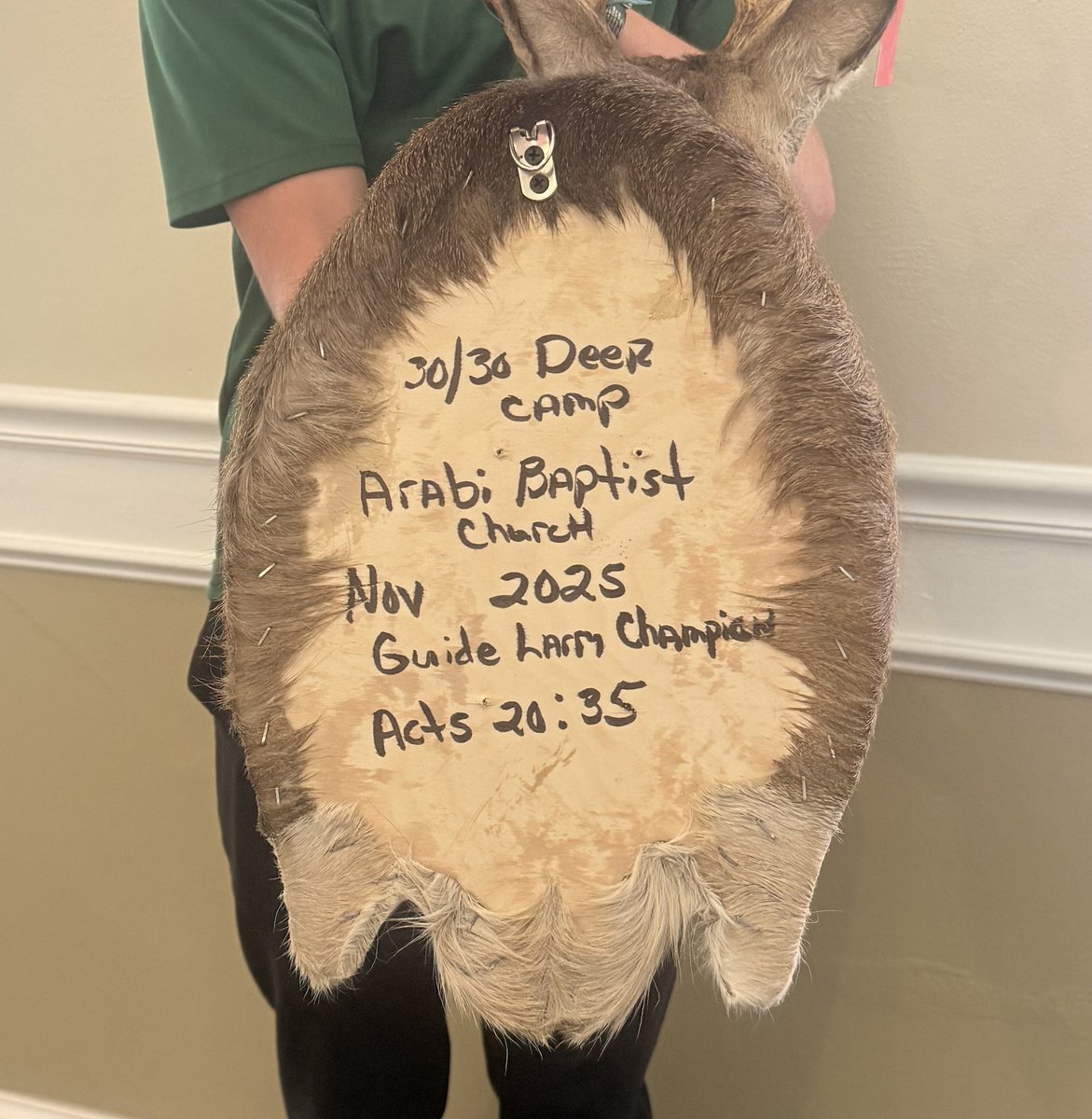 3030Ministries's tweet photo. Good example from Arabi Baptist Church on how Deer Camp doesn't end with the final shot. This young man killed a great buck at the 2025 Crisp County Deer Camp, and a fellow came up and said he'd like to pay to have the deer mounted. His family was at church Sunday to pick it up. https://t.co/QbOOc6vYOP