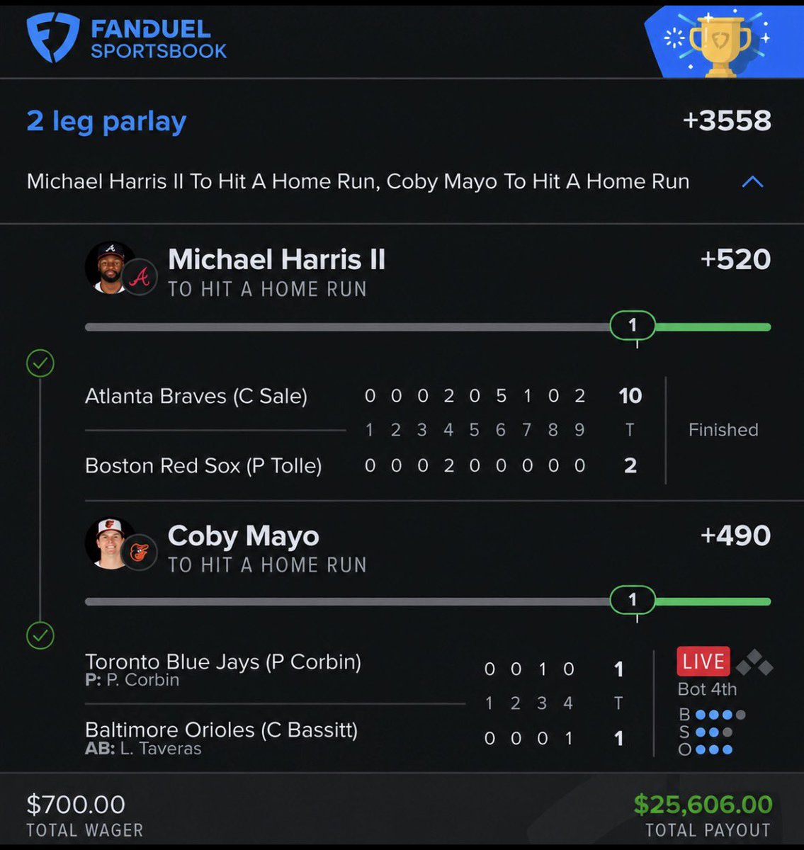 MrClarkParlays's tweet photo. Turned $700 into $25K+ 💸

$50 GIVEAWAY LIKE- RT &amp; FOLLOW 

Who’s riding the next one? 👀 https://t.co/Z2cIs4sPja