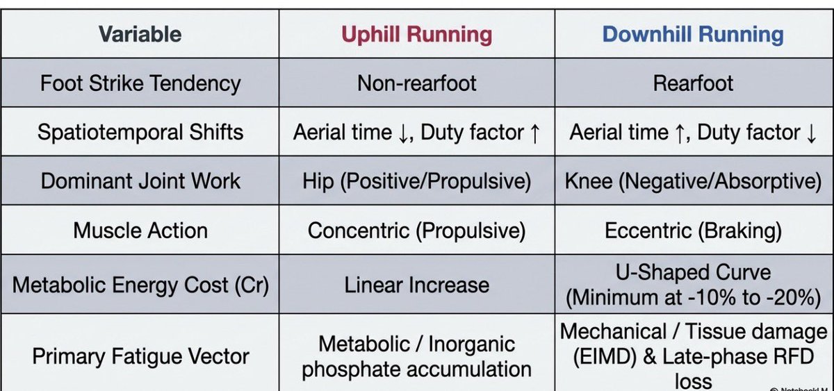 CoachJoeyG's tweet photo. Downhill and uphill running provide two very different stimuli 
Downhill- ^eccentric demand, >metabolic cost, <CNS 
Uphill- ^concentric, <metabolic cost, <peripheral
#speed #training #oldschool #running https://t.co/EzXqzYIb2c