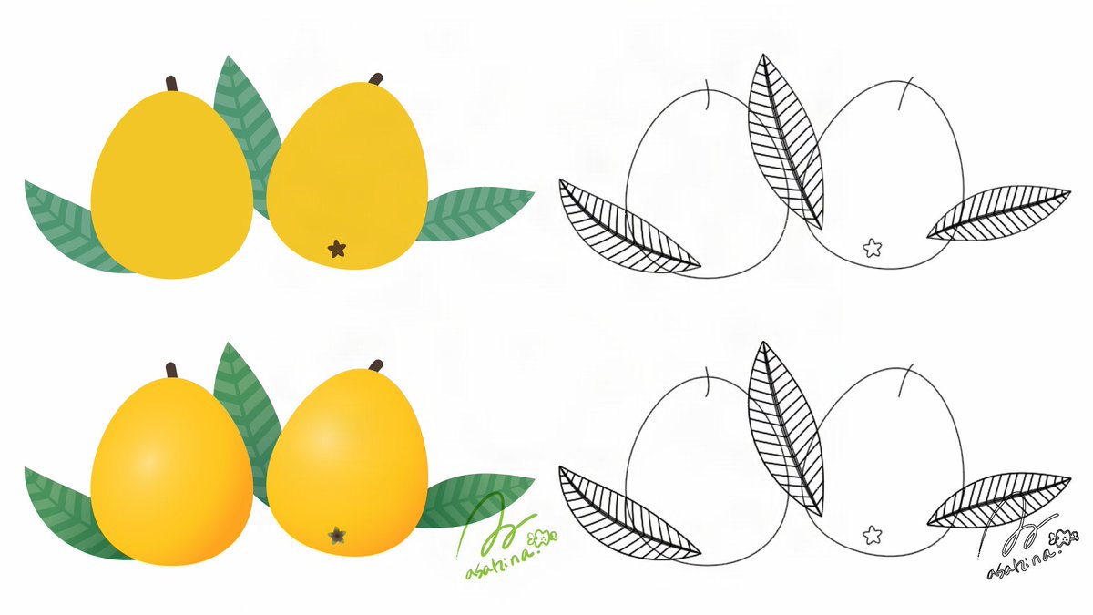 asahina_waki2's tweet photo. Adobe Illustrator。
フラットなイメージの強いイラレイラストですが、グラデーションを使うと立体的なイメージにもできます。

私は自分の絵柄的にもフラットな方をよく使うんだけど、グラデーションを使った立体的な塗り方もいいですよね🐼✒️ https://t.co/RpbrHNKufo
