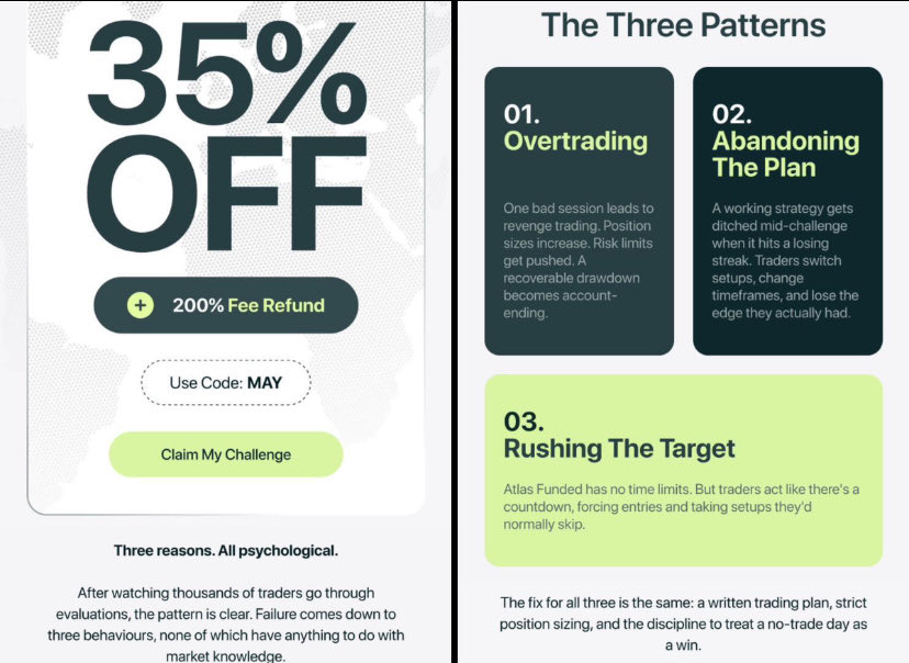 1HUMBLEX's tweet photo. 35% OFF + 200% Fee Refund currently running with code: MAY.

What stands out to me is how they focus on trader psychology too.
Overtrading, abandoning the plan, rushing targets… these are the real account killers.

No time limits.
No unnecessary pressure.
Just a firm built for u https://t.co/cBb2y3Ko0M