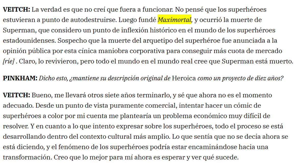 NoOneComicsve's tweet photo. @ChespasB ¿en que parte del texto dice algo alusivo a odiar a los superhéroes? , es importante separar lo que uno interpreta de una obra y la intención del autor, para lo segundo están las entrevistas allí vemos qué tan cerca o lejos estamos https://t.co/SAUbOLdtvd
