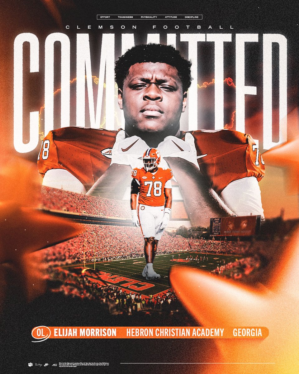 Elijah_M78's tweet photo. First things first is that I want to thank god for giving me such an opportunity to live out my dream without him this wouldn’t be possible whatsoever. I want to thank all of my current and former coaches for everything they have done for me Coach Gess, Dwise, Mejia, Melton, Dallas, Proctor, Moore, Arnold , Sarge, Mcart, Brown, and Coach Mathurin. I wouldn’t be here today if it wasn’t for these coaches specifically but I also thank everyone behind the scenes that have helped me. I also thank my parents for everything they have done for me especially my mom for all the drives to practice and late nights football has caused you. With that being said I am Beyond Blessed to say that I am committing to The University of Clemson!! Go Tigers 🐅 🐾 @carson_cramer @CoachMattLuke @coach_dwise @CoachTFoster @jonathan_gess @CoachQDavie @CoachKDallas @Terrencemelton @Danny__mejia 

#ALLIN #GoTigers 🐅🐅🐅