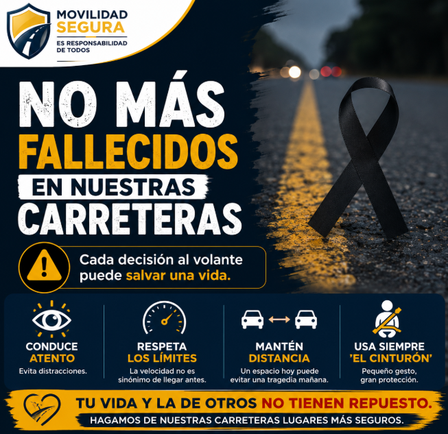 HugoMayorga9's tweet photo. No más fallecidos en nuestras carreteras.

Cada vida perdida en un siniestro vial representa una familia afectada, un sueño truncado y una ausencia irreparable.

Conducir con responsabilidad no es una opción, es un deber.

#SeguridadVial #MovilidadSegura #SalvemosVidas https://t.co/yXdaeG0C3b