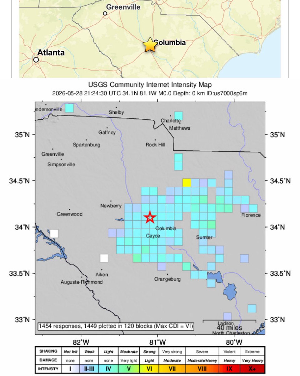 EdPiotrowski's tweet photo. The USGS has confirmed the loud boom/shock wave earlier was a sonic boom and not an earthquake. The source is still not known. It wasn’t jet planes because the boom/shock wave was heard/felt over a vast area of more than 100 miles. A meteor or space debris still is the most likely source.