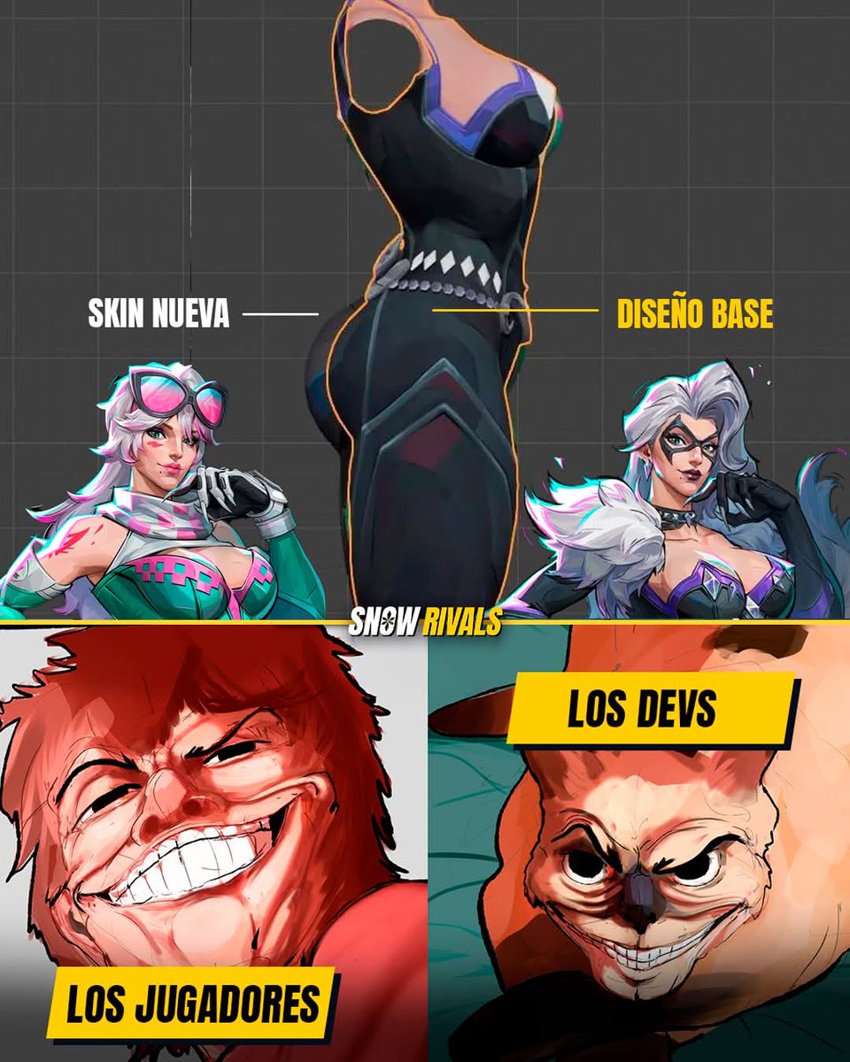 Snow_Rivals's tweet photo. SI LE AUMENTARON EL TAMAÑO❗

Un usuario en Reddit realizó una comparativa de la nueva skin de Black Cat y el diseño base, y notaremos que efectivamente las proporciones de la skin son mucho más grandes.

 #marvelrivalsmemes #marvelrivalsnews #marvelrivalslatam #marvelRivals https://t.co/dR16hjDKxJ