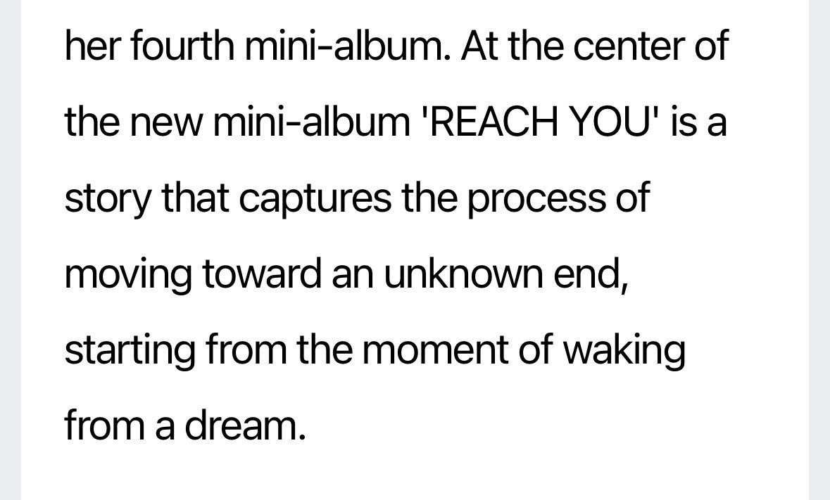 yerintopic's tweet photo. the article said that Yerin’s 4th Mini Album “Reach You” is about moving forward without wandering even when the end of the journey is unknown 🥺 https://t.co/TqAEfFY3d5