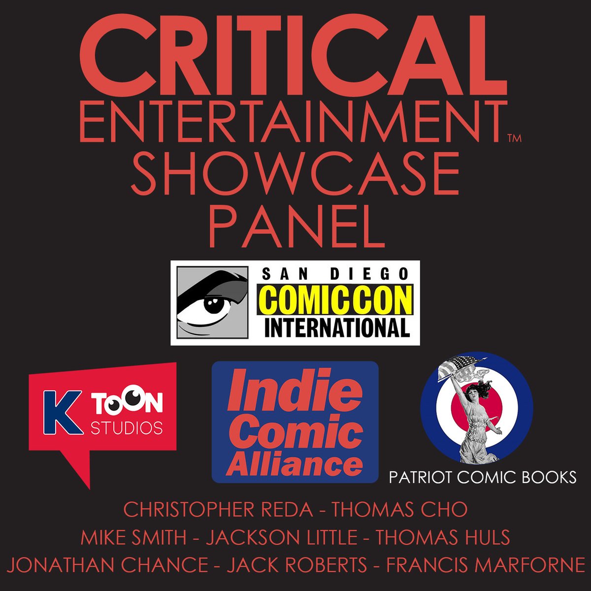 CriticalEntLA's tweet photo. Critical Entertainment will be hosting a Showcase Panel this year at San Diego Comic Con!

https://t.co/NNLGB5TSK2

#comicbooks #sdcc #sdcc2026 #graphicnovel #indiecomics #comics #comicbook https://t.co/g9x4IYceOp