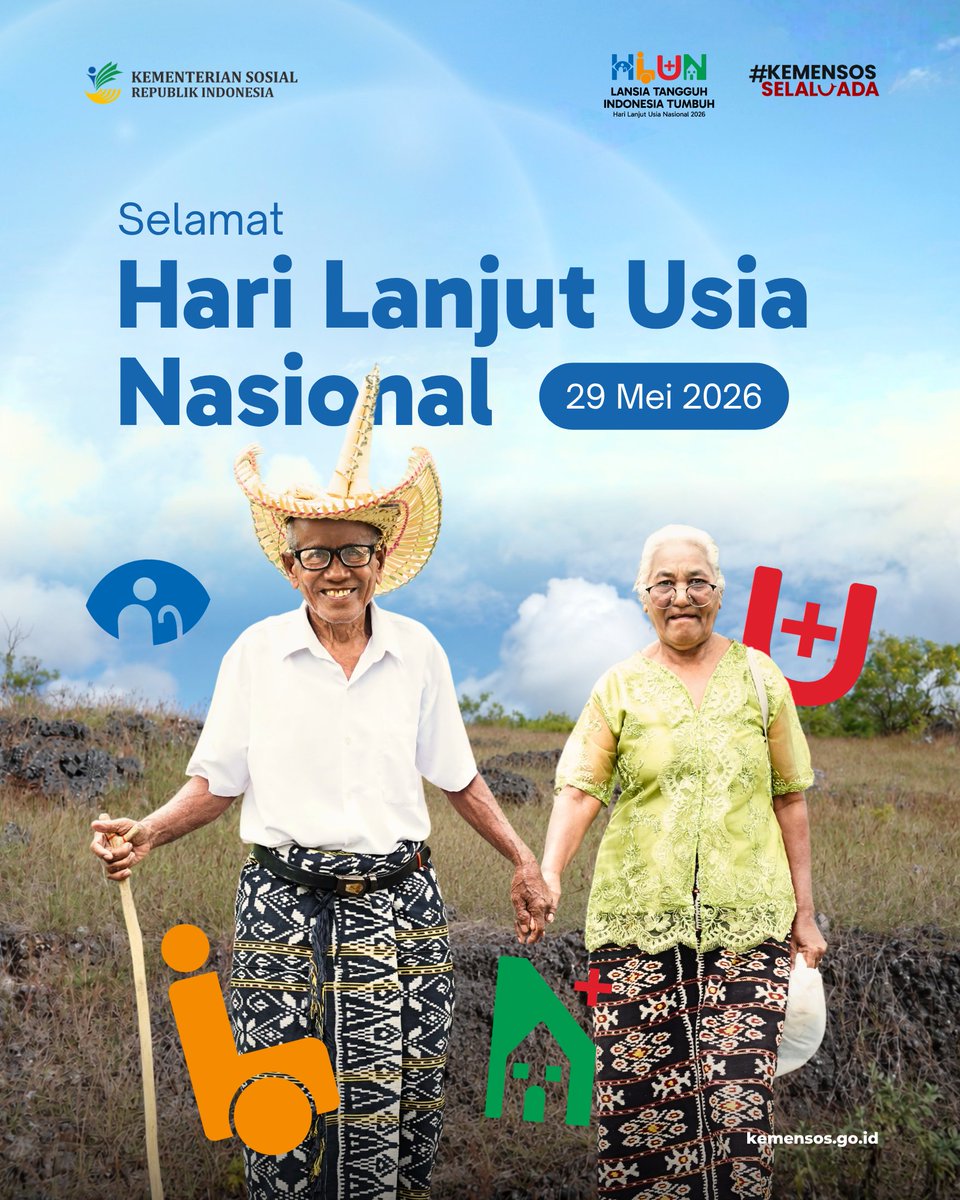 KemensosRI's tweet photo. Hari Lanjut Usia Nasional menjadi pengingat bahwa lansia tetap memiliki peran penting dalam keluarga, lingkungan, dan pembangunan bangsa. https://t.co/DKbFLBEumO