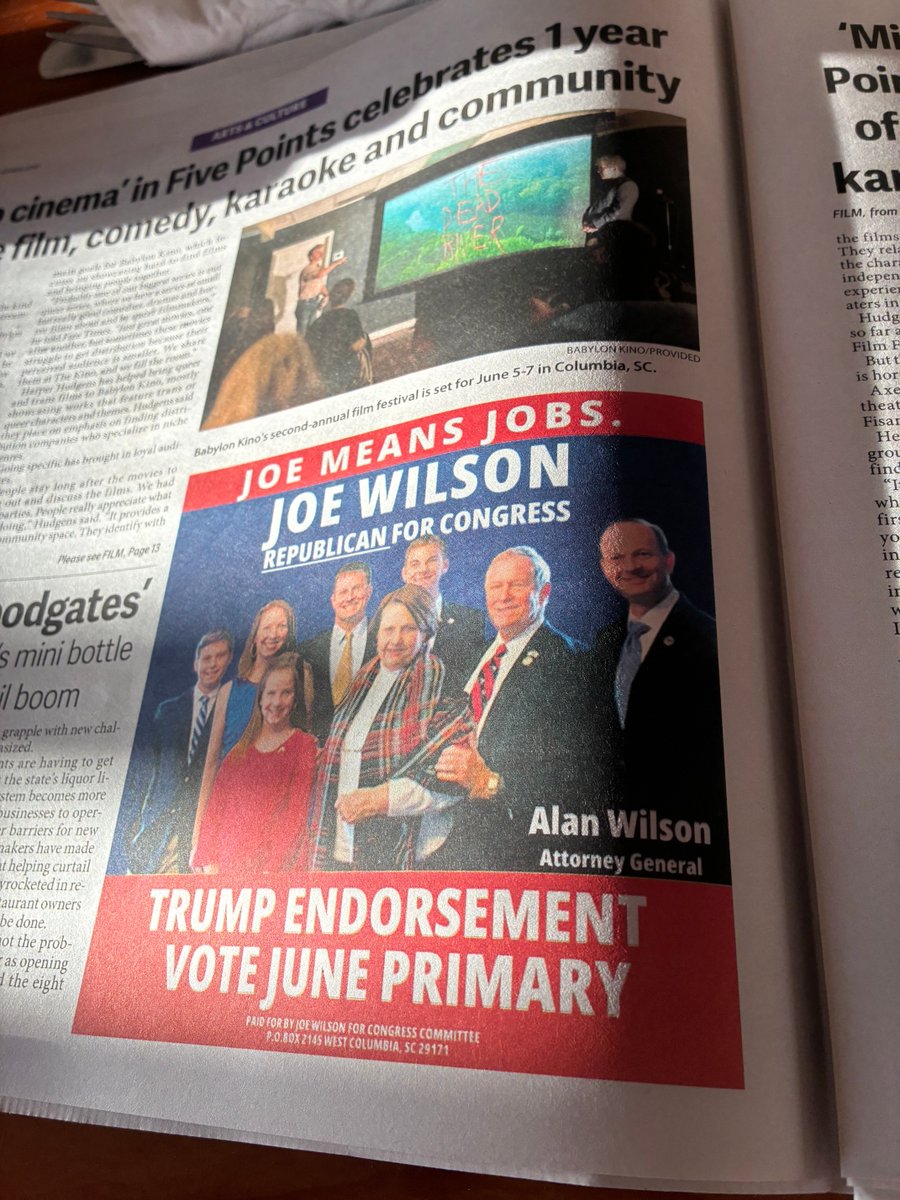 CoreyHutchins's tweet photo. Alan Wilson with a ‘Trump endorsement bank shot’ ad with his old man before the June 9 GOP gubernatorial primary in South Carolina where the president still hasn’t yet weighed in #sctweets https://t.co/tA3LdQkMDK