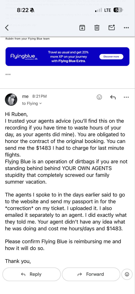 CatCoughlin's tweet photo. @airfrance @flyingblue stand behind the disaster your agent caused and reimburse the cost of my last minute #DELTA TICKET.  @dgccf @FTC #consumerfraud #consumerwarning @FAANews https://t.co/TlzkWCt5YD