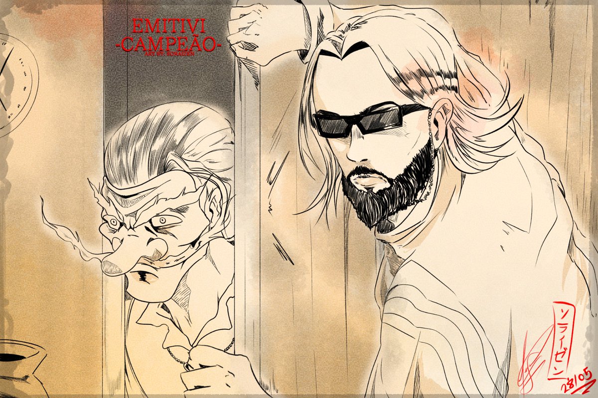 eMiTVi's tweet photo. Ontem eu finalmente consegui ganhar um RDR de Salvatore Ganacci, e o nosso lindíssimo artista da FGC @SoraizenArts fez essa incrível arte referenciando o clipe mais famoso dele... Bom D+ https://t.co/dEVGgc47vq