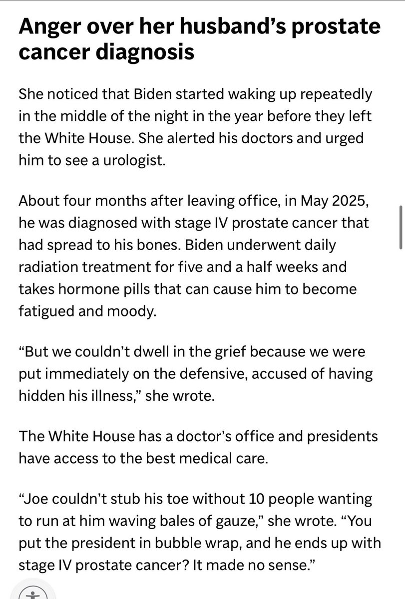 AlexThomp's tweet photo. .@dsupervilleap reports that Jill Biden was shocked by Biden’s cancer diagnosis in 2025. 

 “You put the president in bubble wrap, and he ends up with stage IV prostate cancer? It made no sense.” 

https://t.co/F4ebhiTbSq https://t.co/sCzDZpLhv1