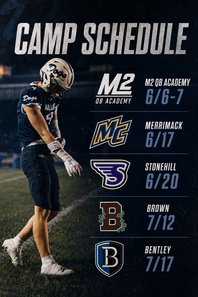 patrick_mc21's tweet photo. COACHES‼️ This is my 2026 SUMMER CAMP SCHEDULE:

@M2_QBacademy 6/ 6-7

@JustinCalo @Merrimack_FB 6/17

@CoachHebert12 @StonehillFB  6/20

@CoachW_Edwards @BrownU_Football 7/12

@Coach_OOmoyeni @FootballBentley 7/17

@DogsFootballRHS https://t.co/3jGKYgONYj