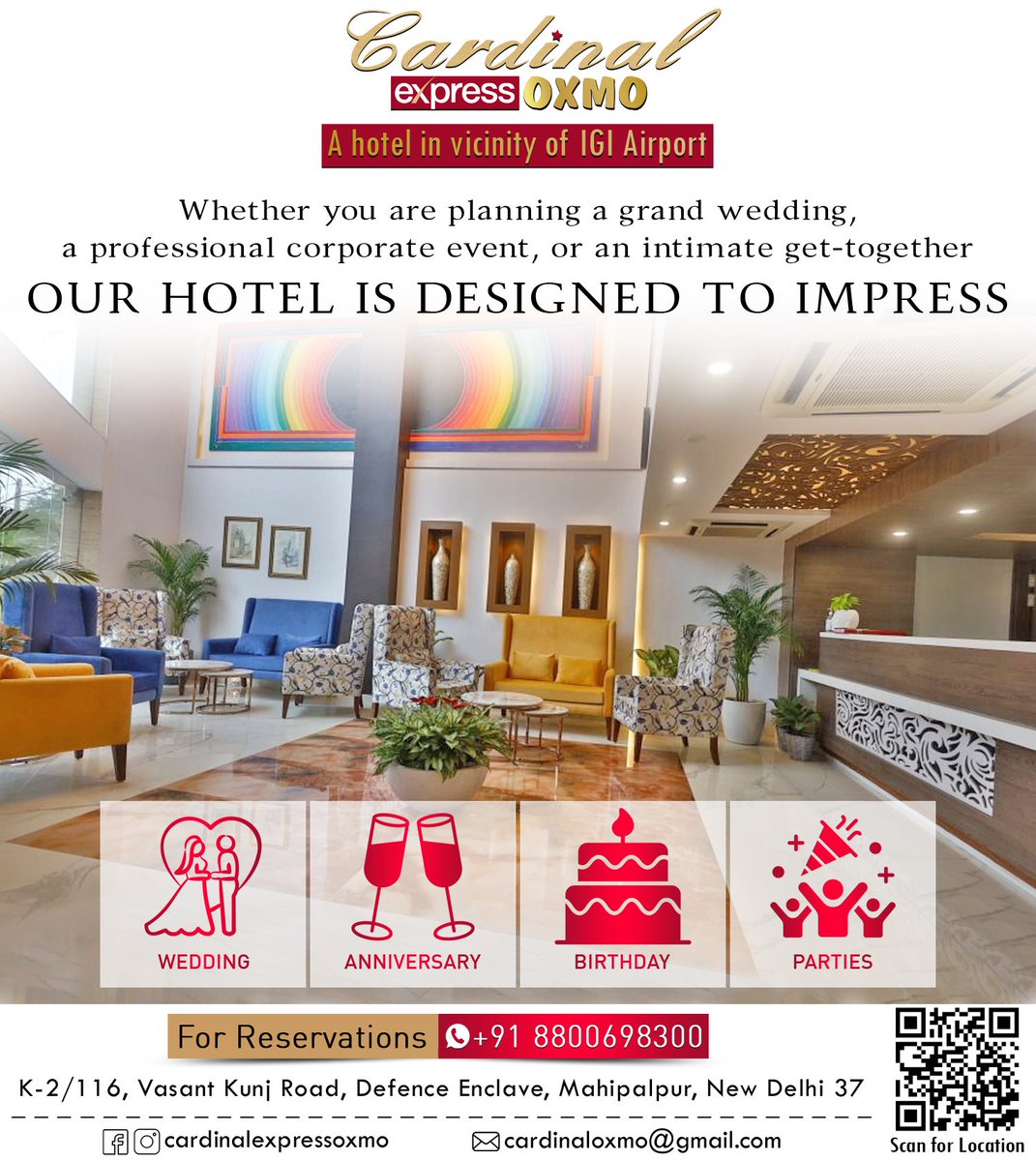 cardinaloxmo's tweet photo. Whether you are planning a grand wedding, a professional corporate event or an intimate get-together, our hotel is designed to impress

𝐖𝐡𝐚𝐭𝐬𝐀𝐩𝐩: +𝟗𝟏 𝟖𝟖𝟎𝟎𝟔 𝟗𝟖𝟑𝟎𝟎 / +𝟗𝟏 𝟖𝟖𝟎𝟎𝟔𝟗𝟖𝟒𝟒𝟒

#cardinalexpressoxmo #luxuryhotel #businesshotel #indianwedding #IGI https://t.co/61719hmmB1