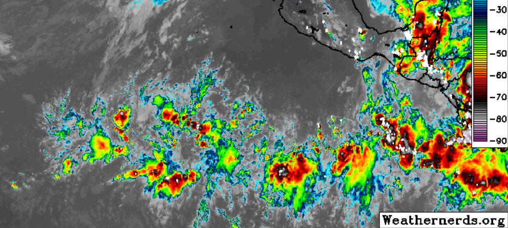 PC_WeatherBoy's tweet photo. As of 5pm...the NHC is giving this area in the Eastern Pacific a 50% chance of development. This area does not appear to pose any threat to land. https://t.co/HFi9rjGZVS