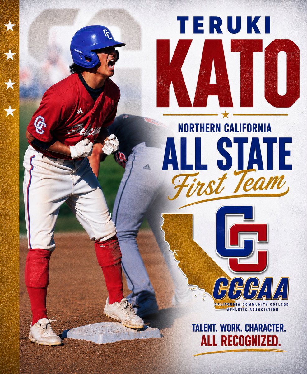 WHCC_BASEBALL's tweet photo. 🚨ALL - AMERICAN🚨

2026 Northern California All State First Team, Teruki Kato https://t.co/Lot9hb2oET