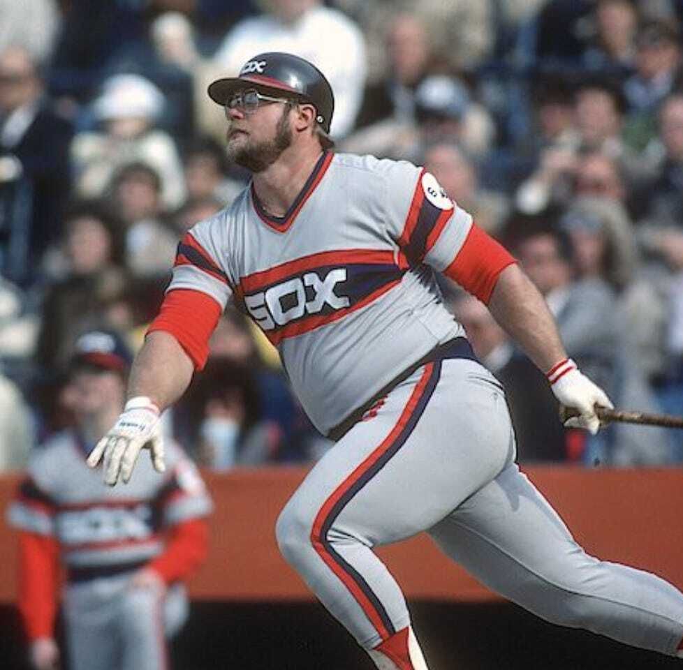 baseballinpix's tweet photo. Greg Luzinski, 1980s. He hit 307 home runs over his 15 season career. https://t.co/CD2jy0sqzs