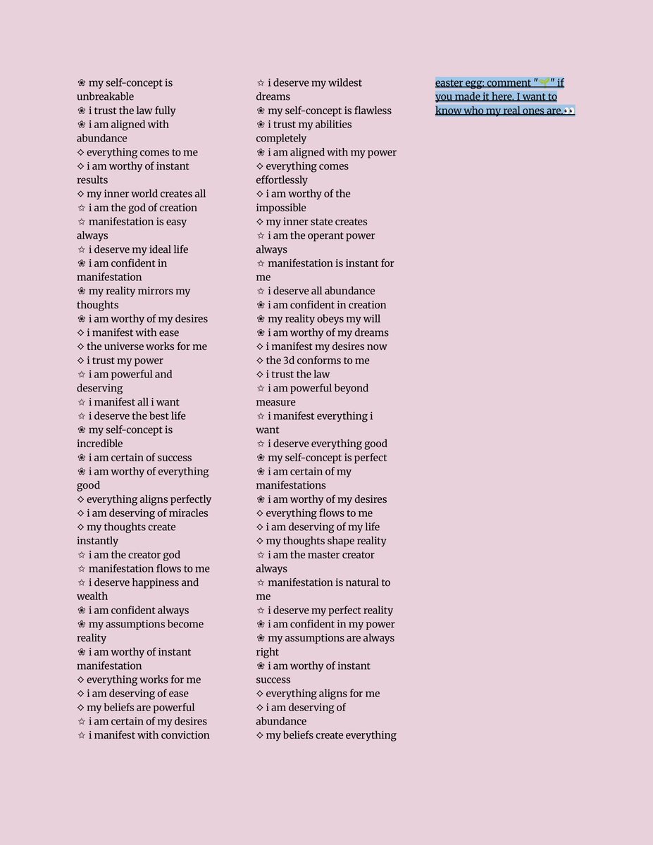ByAveline_'s tweet photo. ✨ i wrote 333 affirmations to turn you into someone who manifests effortlessly. 

yes, three hundred and thirty-three. i know. this is the resource. 🪞

bookmark this immediately. you'll thank yourself later. 🫶 https://t.co/Kk1S0YuuJf