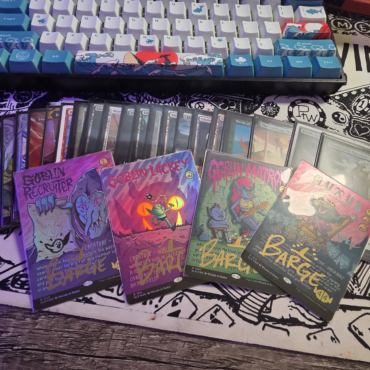 monkeyfistgame's tweet photo. You might be goblin storm deck cool, but are you signed by @wizardofbarge muxus secret lair cool? Lol picked up a huge haul of things so stoked to make my muxis deck that much cooler https://t.co/8oHZinetZC